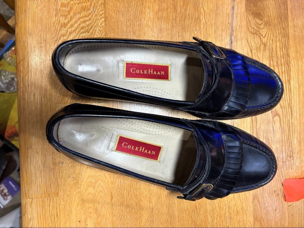Cole Haan Kiltie Buckle Loafer Men's 9.5 D Black Leather Dress Shoes